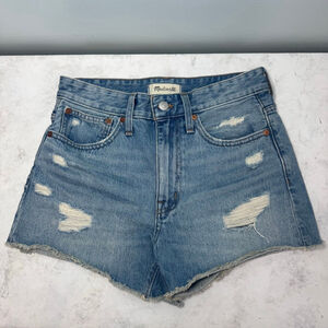 Madewell Relaxed Denim Shorts Size 24 Blue Light Wash Distressed